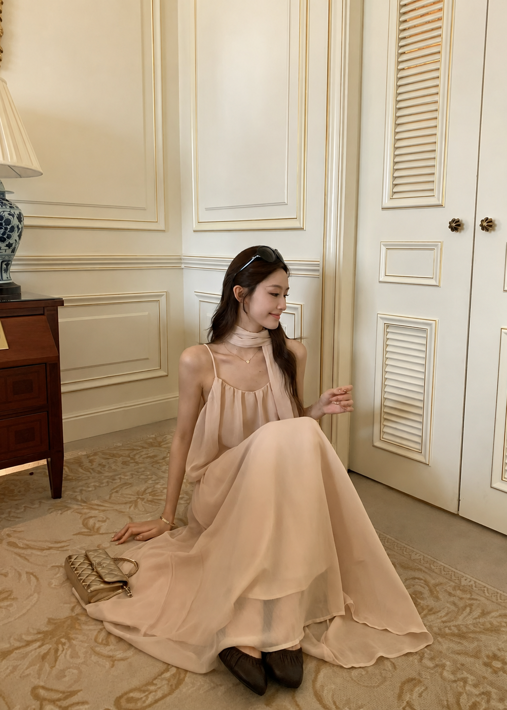 Elara Drape Set - Almond White