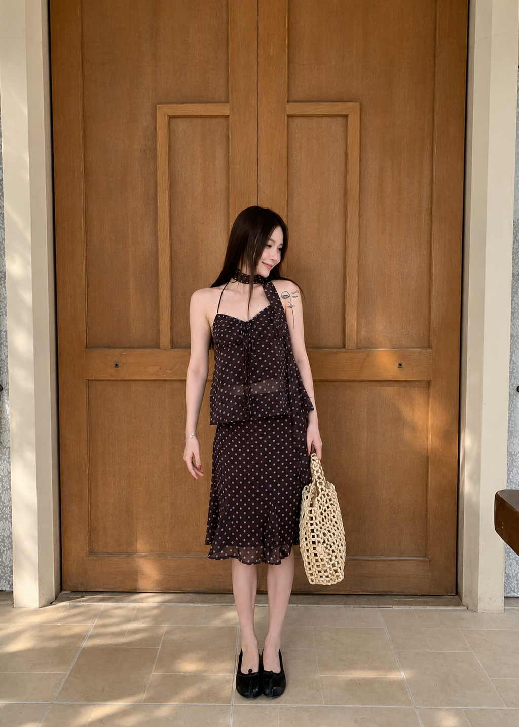 Heidi Polka Two-Piece Set - Mocha