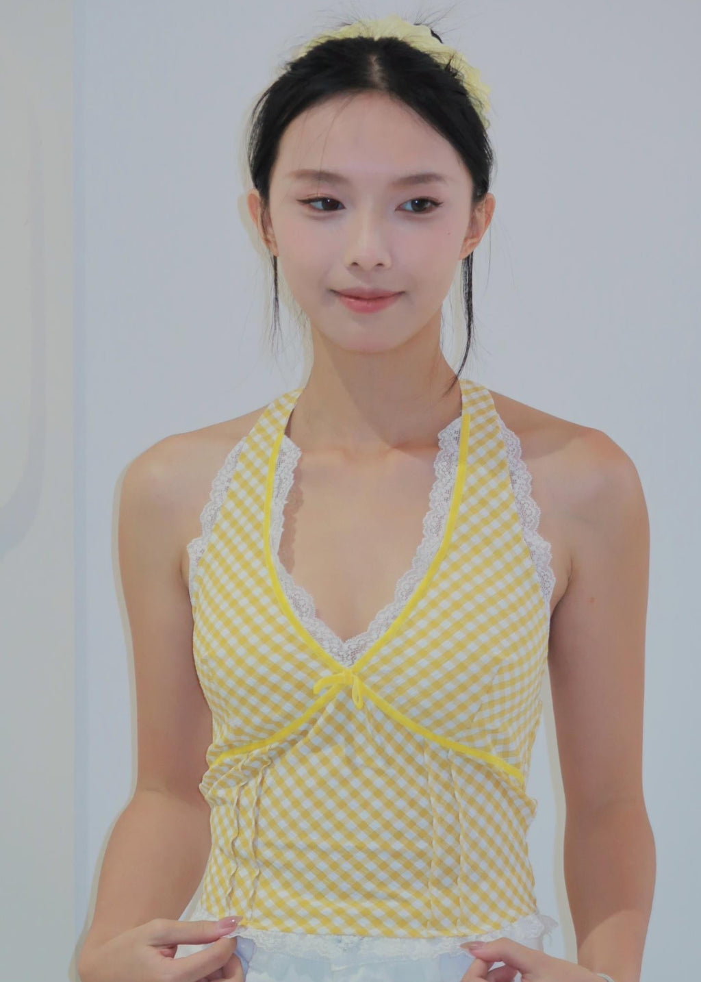 Chic Bow Halter Top - Yellow