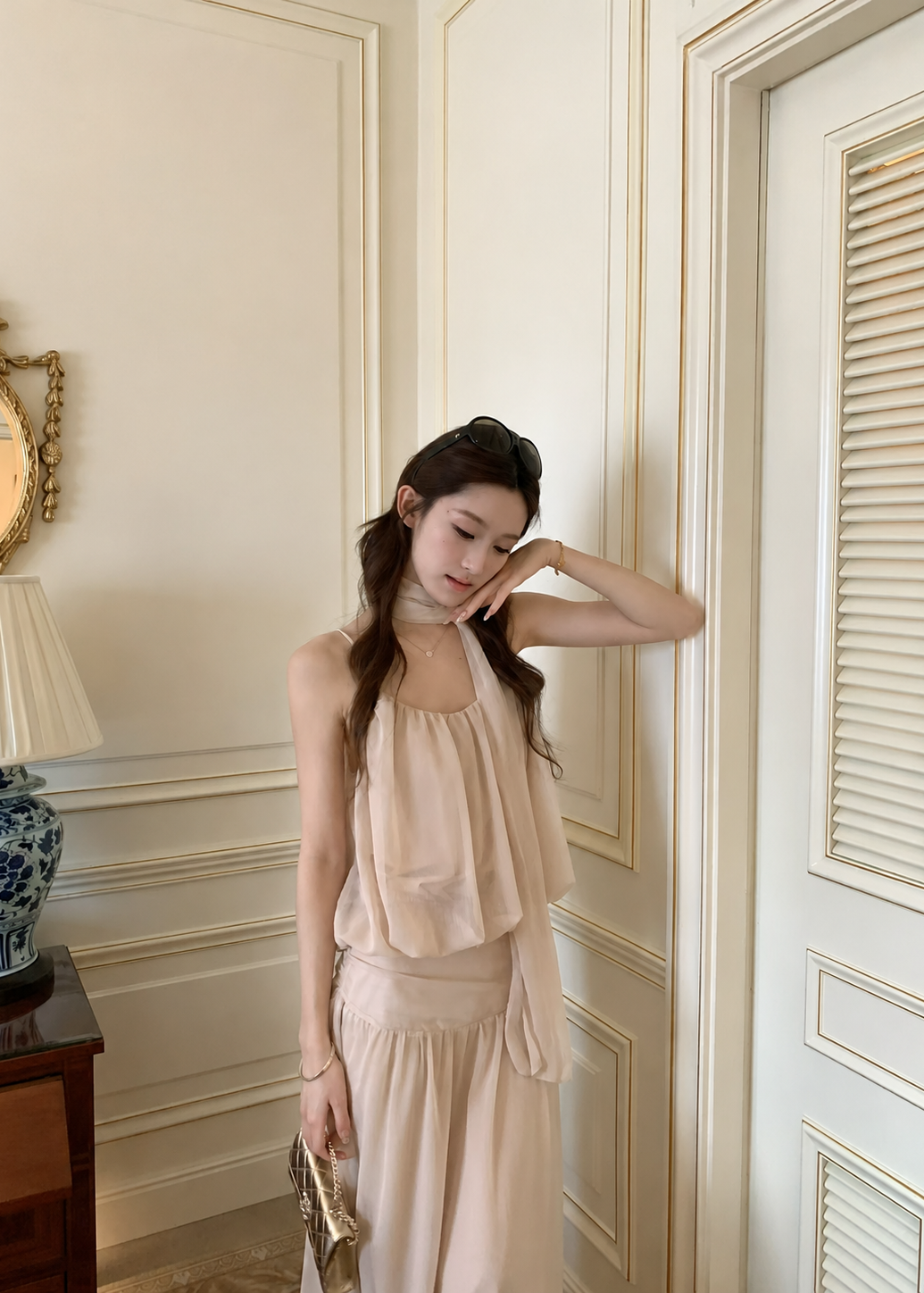 Elara Drape Set - Almond White