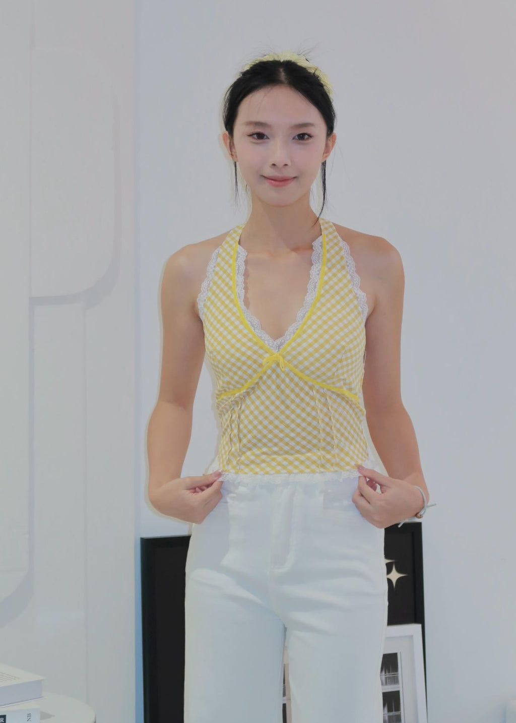 Chic Bow Halter Top - Yellow