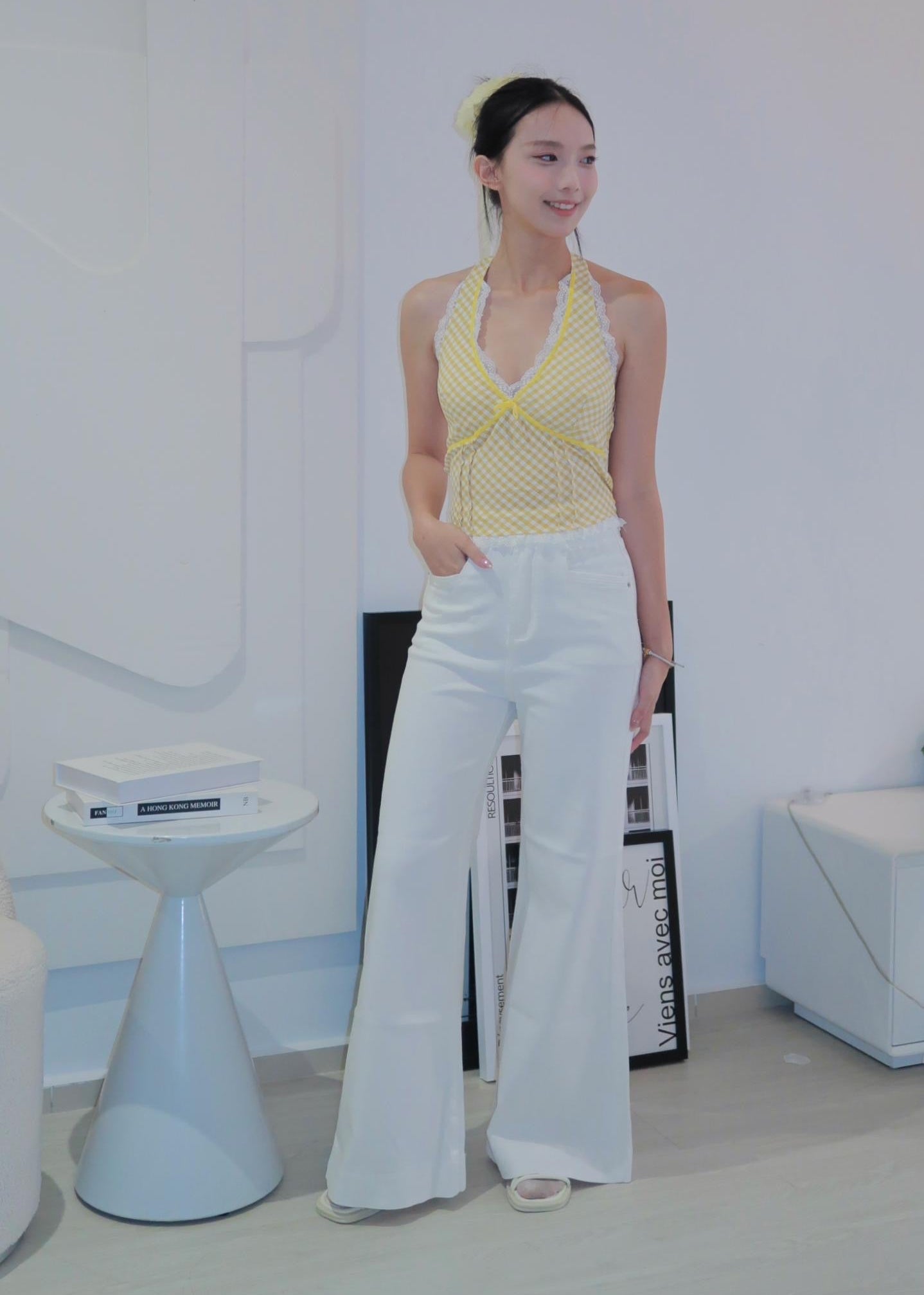 Chic Bow Halter Top - Yellow